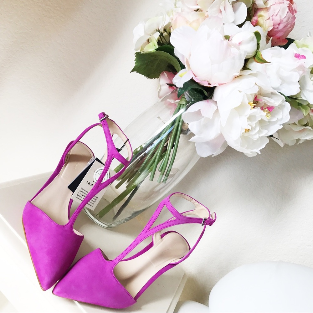 Zara leather purple heels